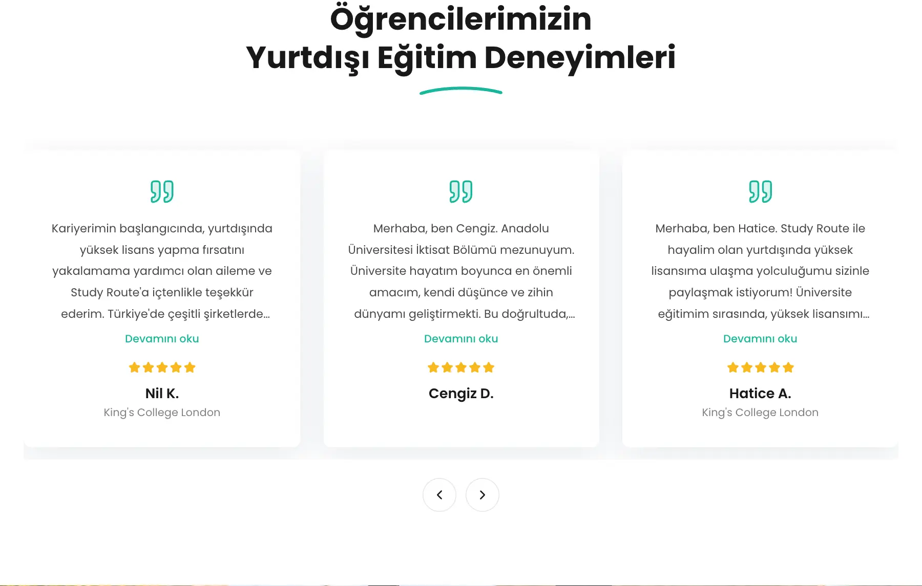 Kısaltılmış öğrenci yorumları